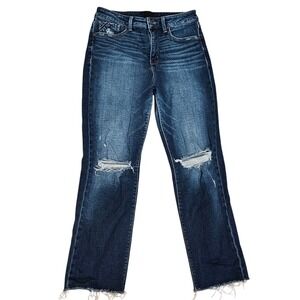 Buckle Black Fit No 93 Cropped Straight Distressed Jeans Dark Wash Womens 29x28